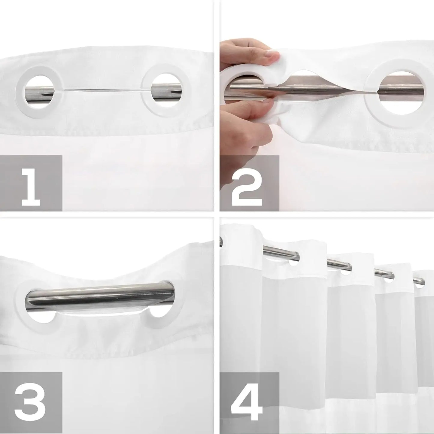 HookFree | No-hook shower curtain with snap-in liner