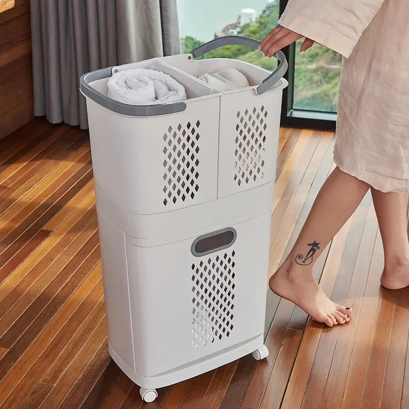 TidyNest | Space-Saving Layered Laundry Basket with Wheels