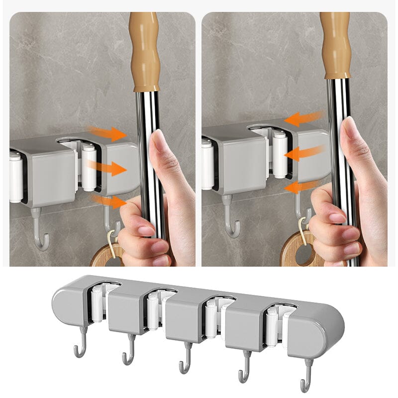 NeatGrip | Wall-Mounted Mop & Broom Holder with Hooks
