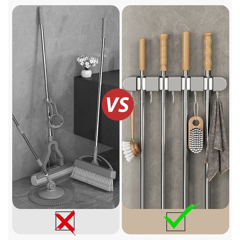 NeatGrip | Wall-Mounted Mop & Broom Holder with Hooks