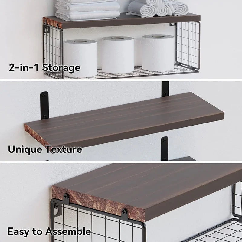 Nova | Wall-Mounted Wooden Bathroom Shelf