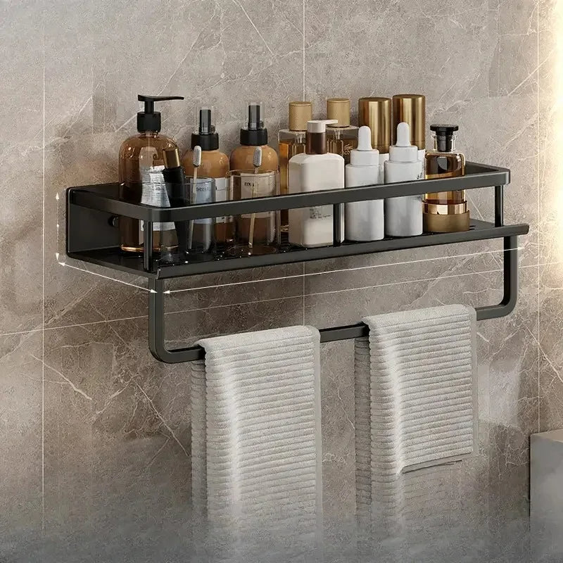 Nova | No-Drill Black Bathroom Storage Shelf
