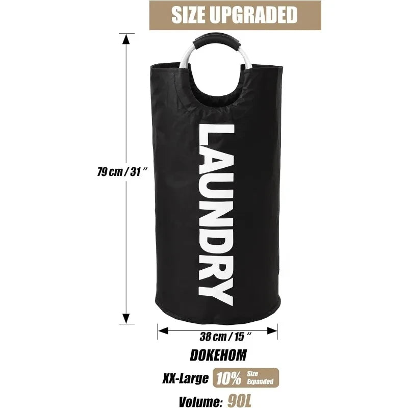 LoadMax | 90L Collapsible Laundry Basket with Handles & Waterproof Lining