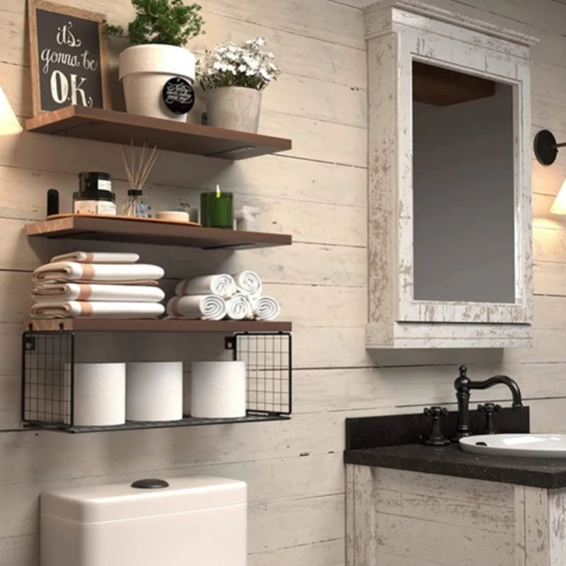 Nova | Wall-Mounted Wooden Bathroom Shelf