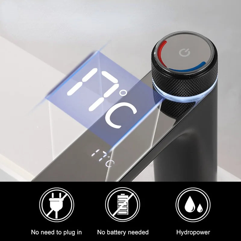 LumiFlow | Smart LED Temperature Display Brass Sink Tap