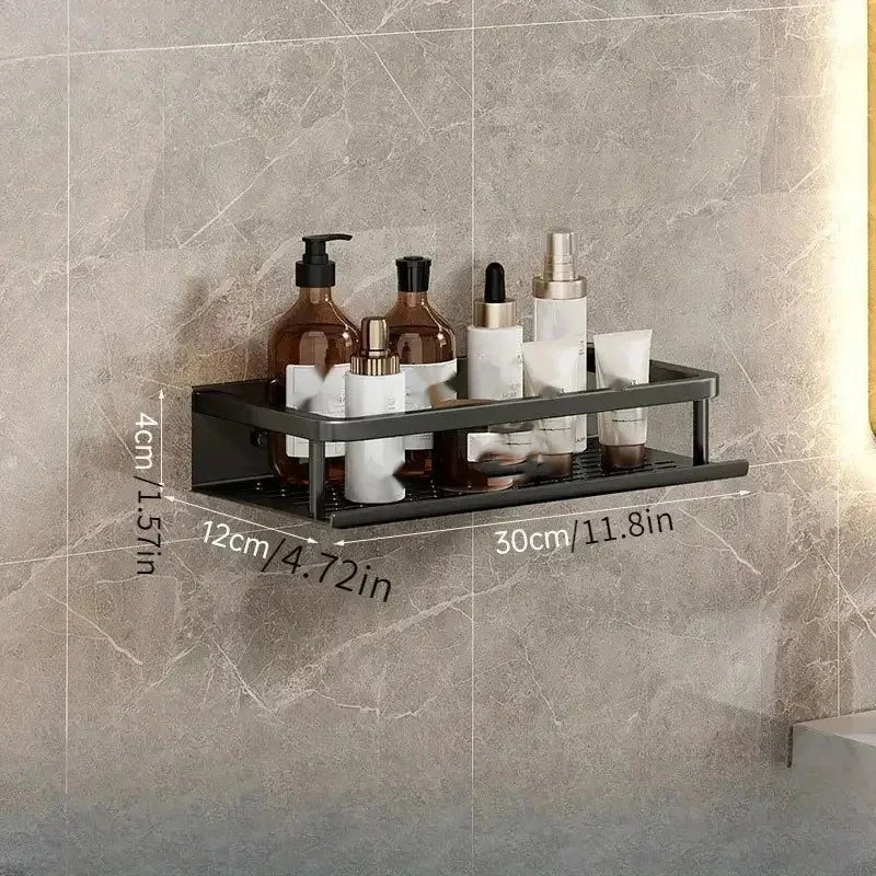 Nova | No-Drill Black Bathroom Storage Shelf