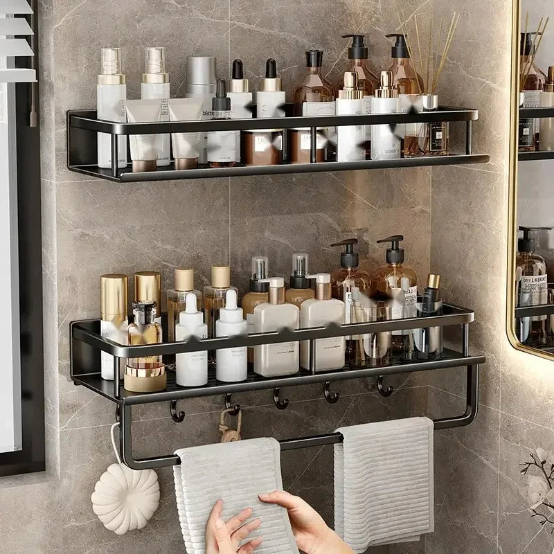 Nova | No-Drill Black Bathroom Storage Shelf