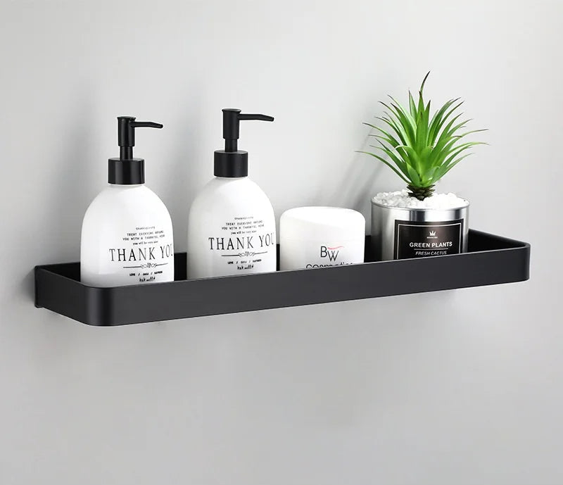 Strato | No-Drill Black Bathroom Shelf with Triple-Tier Storage