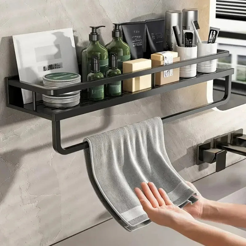 Nova | No-Drill Black Bathroom Storage Shelf