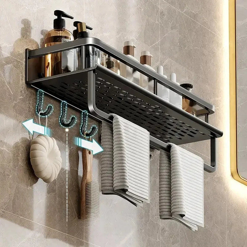 Nova | No-Drill Black Bathroom Storage Shelf