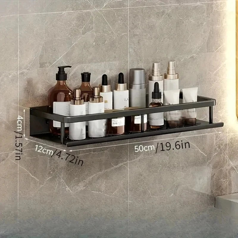 Nova | No-Drill Black Bathroom Storage Shelf