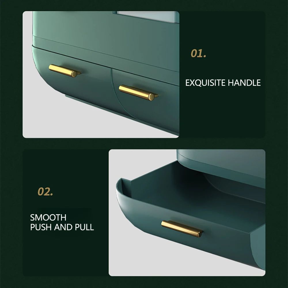 LumiGlow | Makeup Organizer with LED Mirror & Cooling Fan