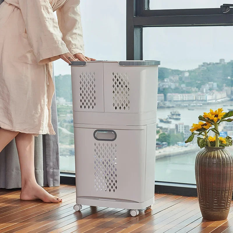 TidyNest | Space-Saving Layered Laundry Basket with Wheels