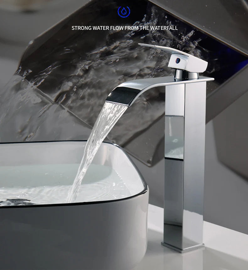 FlowMist | Modern Waterfall Basin Faucet with Hot & Cold Control