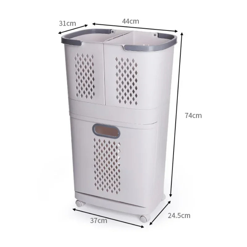 TidyNest | Space-Saving Layered Laundry Basket with Wheels