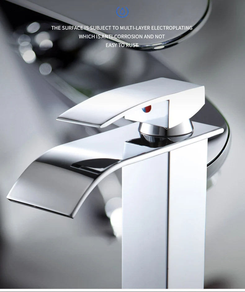 FlowMist | Modern Waterfall Basin Faucet with Hot & Cold Control