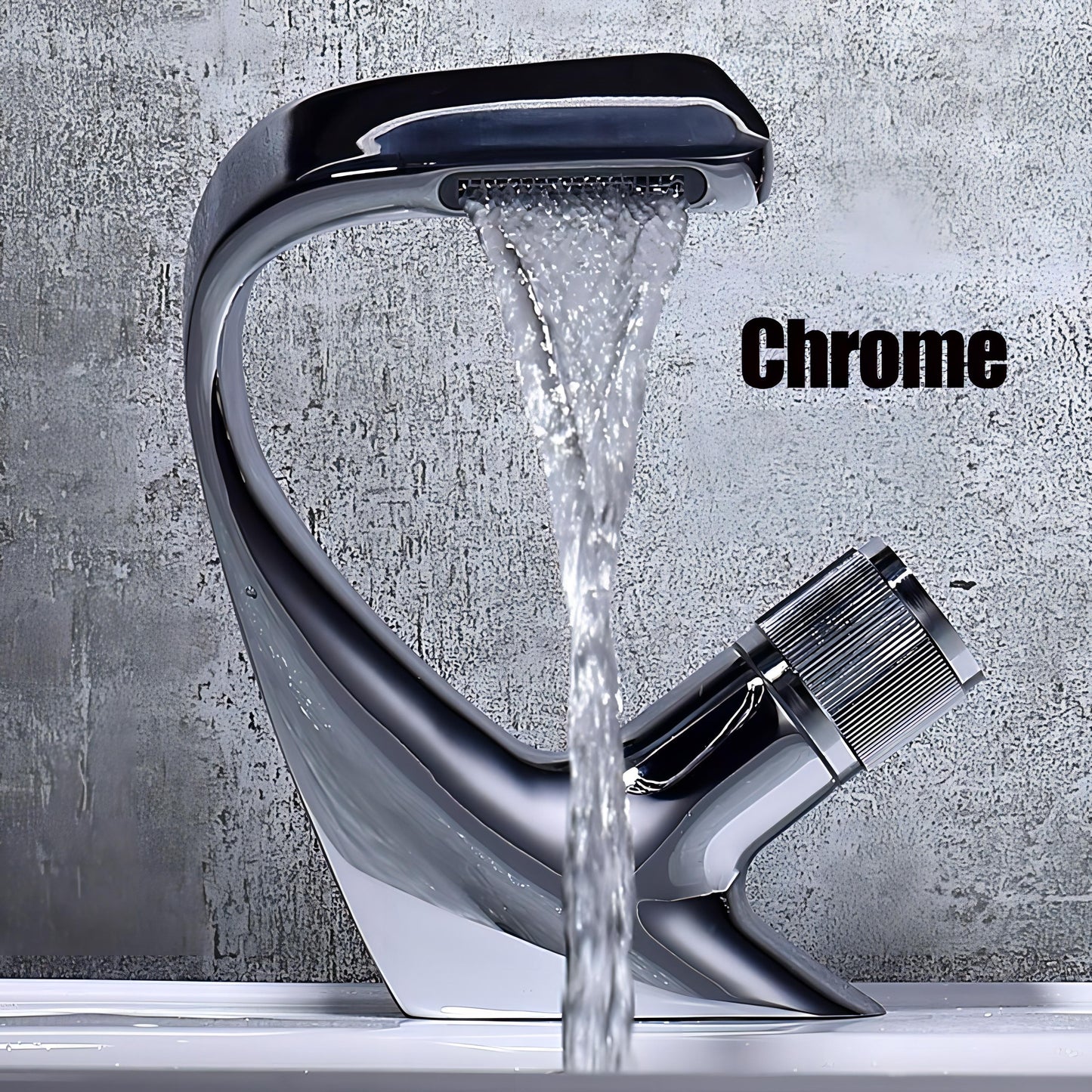 AquaCurve | Modern Curved Waterfall Basin Tap