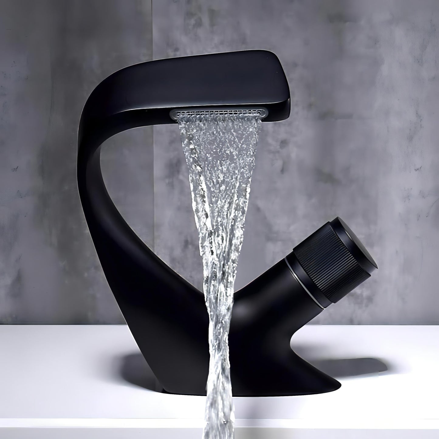 AquaCurve | Modern Curved Waterfall Basin Tap