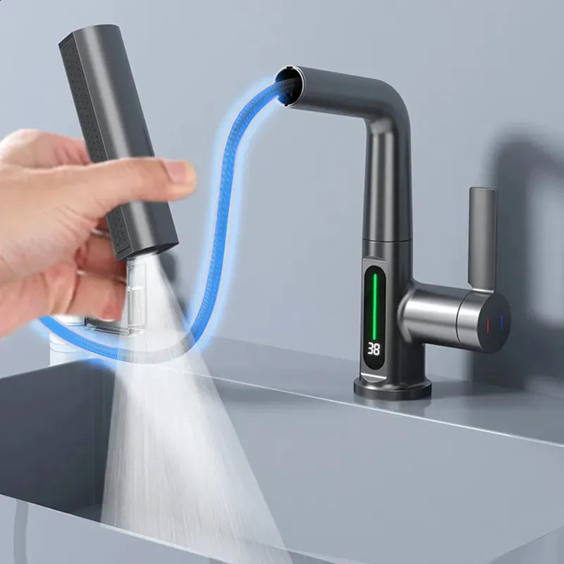 AquaGlow | LED Temperature-Display Bathroom Faucet