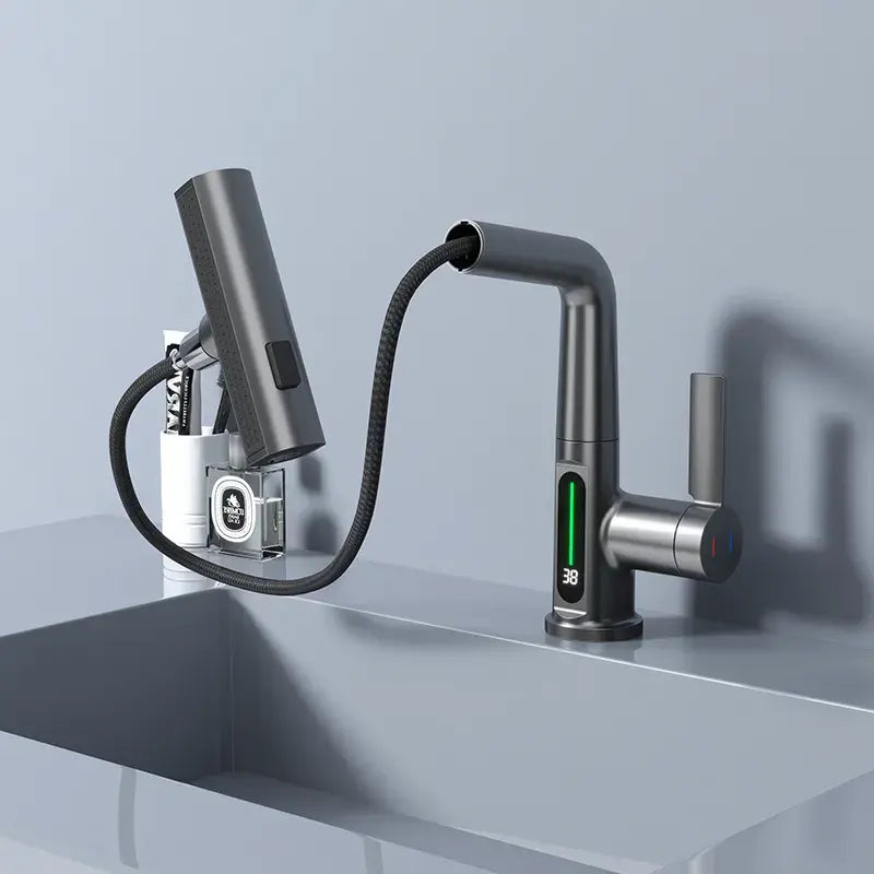 AquaGlow | LED Temperature-Display Bathroom Faucet