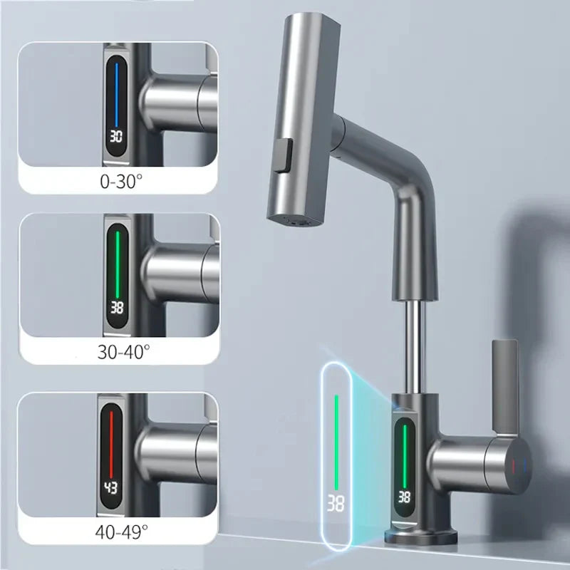AquaGlow | LED Temperature-Display Bathroom Faucet