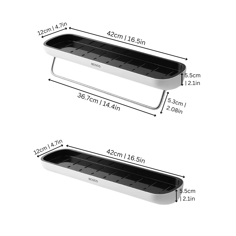 Organiq | No-Drill Bathroom Shelf with Built-In Drainage