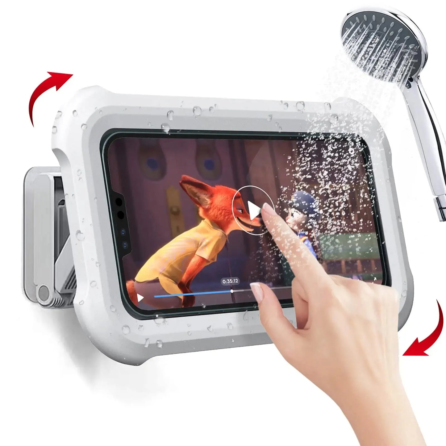 AquaView | Waterproof Shower Phone Holder with 480° Rotation & Touchscreen