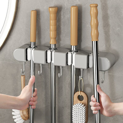 NeatGrip | Wall-Mounted Mop & Broom Holder with Hooks