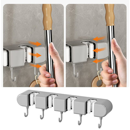 NeatGrip | Wall-Mounted Mop & Broom Holder with Hooks