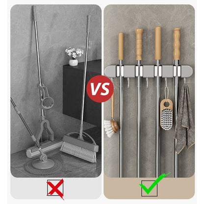 NeatGrip | Wall-Mounted Mop & Broom Holder with Hooks