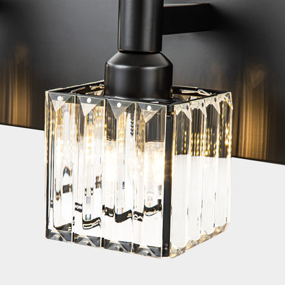 LumiCrest | Modern Matte Black Crystal Vanity Light