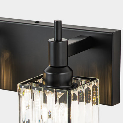 LumiCrest | Modern Matte Black Crystal Vanity Light