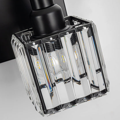 LumiCrest | Modern Matte Black Crystal Vanity Light