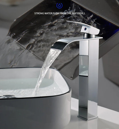 FlowMist | Modern Waterfall Basin Faucet with Hot & Cold Control