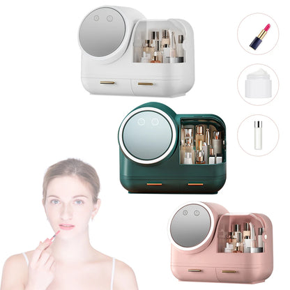 LumiGlow | Makeup Organizer with LED Mirror & Cooling Fan